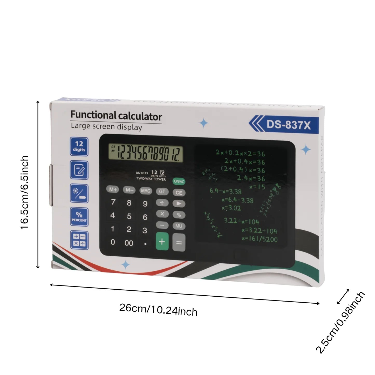 Calculatrice portable avec tablette d'écriture