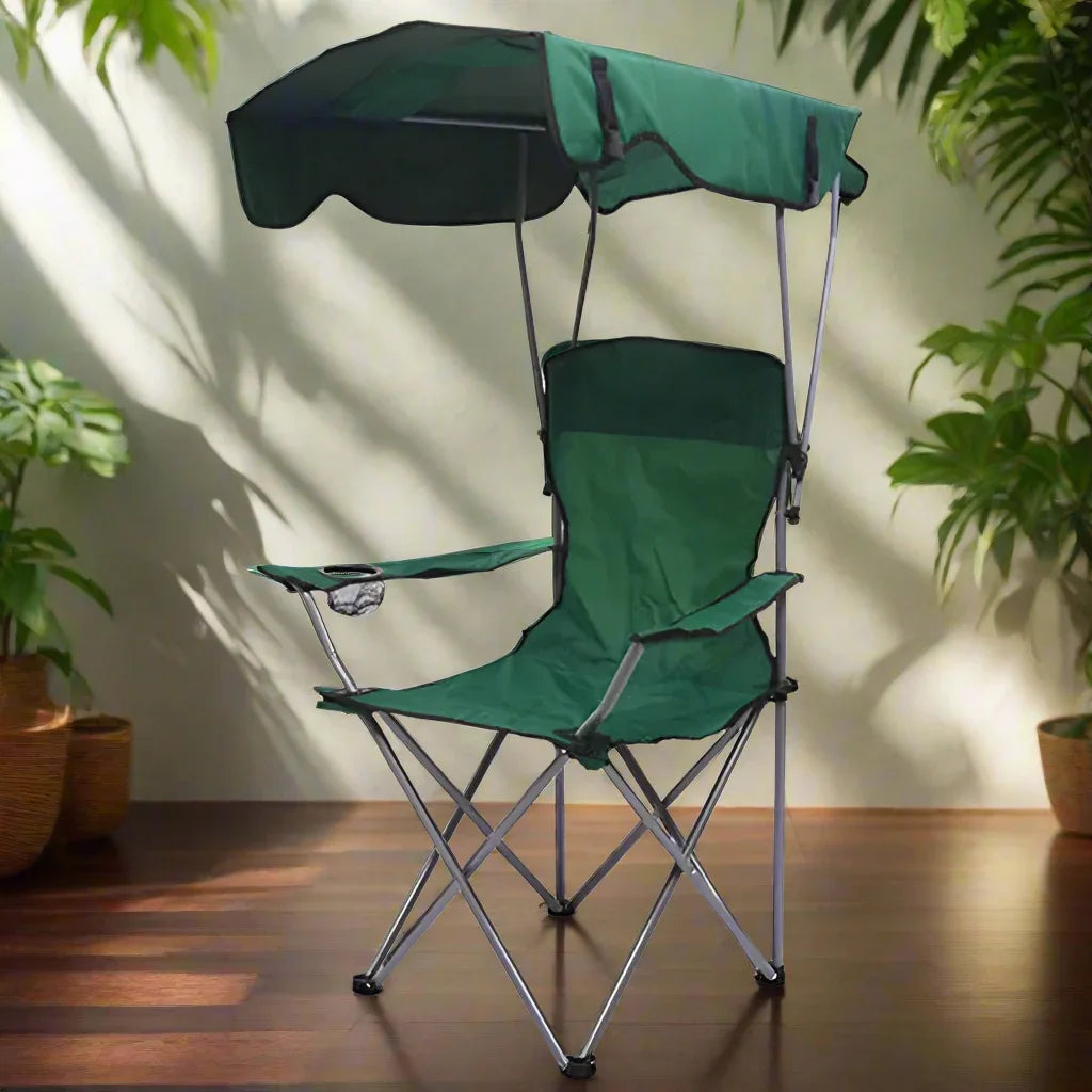 Chaise de Pêche Pliable avec Auvent Intégré