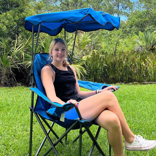 Chaise de Pêche Pliable avec Auvent Intégré