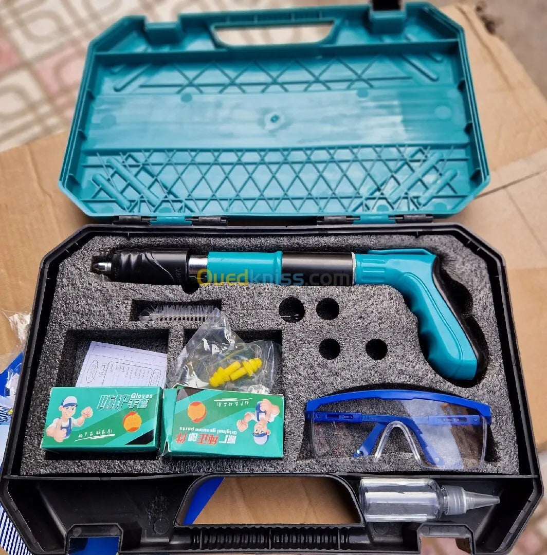 Kit de fixation murale – Pistolet manuel + accessoires (100 clous)